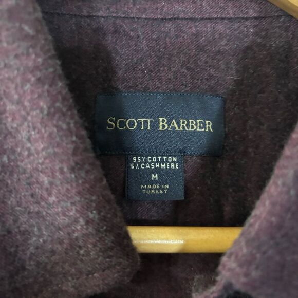 SCOTT BARBER Men's Burgundy Button-Up Shirt medium men’s cashmere blend shirt - Picture 4 of 6